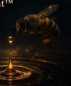 Bee and golden droplet representing the MICROBA Moment