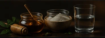 Sugar, honey and water preparation still life